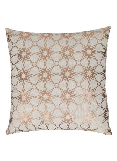 Buy Shirin Foil Printed Filled Cushion, Ivory & Copper - 40x40 cm in UAE