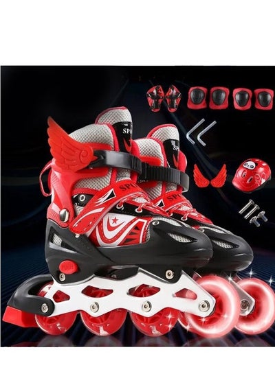 Buy Full Set Single Flash Children′s Roller Skates Adult Roller Skates Adjustable Skates in UAE