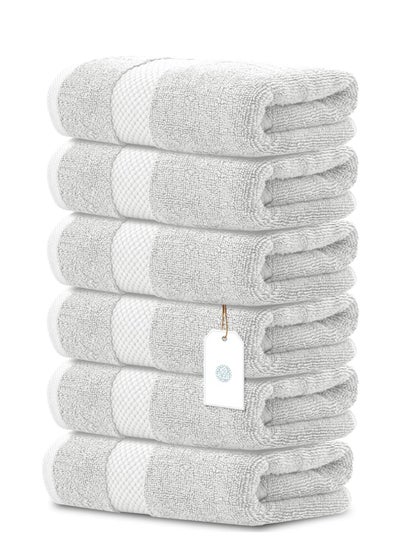 Buy 6-Piece Light Grey Towel Set, White Microfiber Plush Towels 13x29 Inches, Luxury Plush Towels- Highly Absorbent,Quick Dry,Premium Quality Towel Set for Bathroom in UAE