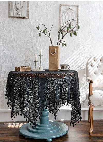 Buy Retro Cotton Tassel Cutout Tablecloth Plaid Placemat in Saudi Arabia