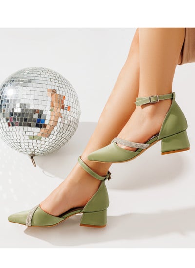 Buy Hills Satin Closed Toe Sandal With A Strap Design On The Side - Olive in Egypt