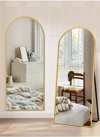 Buy Full Length 155x45cm Arched Floor Mirror, Full Length Wall Mirror with Aluminum Frame for Living Room Bedroom Gold in Saudi Arabia