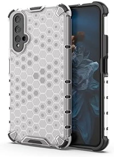 اشتري Compatible with Honor 20 / Nova 5T Honeycomb Case Shockproof Camera Protection Cover Compatible with Honor 20 / Nova 5T (white clear) في مصر