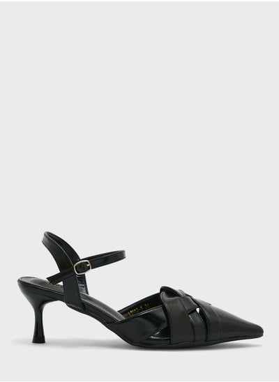 Buy Interwoven Design Ankle Strap Pointed Pump in Saudi Arabia