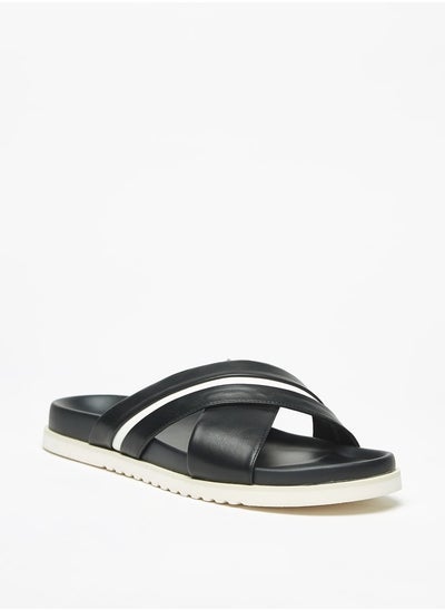 اشتري Men Textured Slip-On Cross Strap Sandals في الامارات