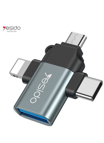 Buy USB C OTG Adapter, 3 in 1 Micro USB/IP/USB-C to USB2.0 Female Converter, Adapter for Media Sticks, Android Phones, Apple Phones, Tablets High-Speed ​​Data Transfer, Compatible with alll smart phones in Egypt