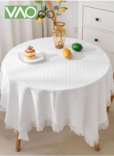 Buy Simple Tablecloth Desktop Heat Insulation Table Mat Home Decoration Waterproof Oil-Proof Rectangular Tablecloth 90*90 CM White in UAE