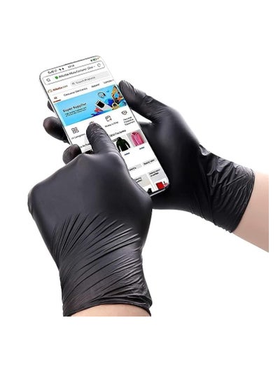 اشتري ECVV Black Vinyl Disposable Gloves | Latex Free Gloves | Powder Free Gloves | Medical Exam Gloves | Use in Surgical, Home, Cleaning, and Food Gloves | Extra Strong and Thick – Box of 80 – Black في السعودية