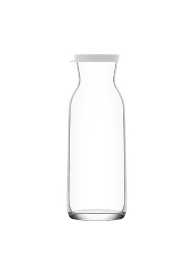 Buy Glass Jug With Lid Clear/White 700ML in Saudi Arabia