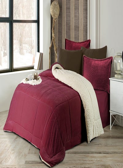 Buy Pacha Home Double-Sided Quilt, Unique Model + 1 Pillowcase - Color: burgundy -Size: 180*230 - Weight: 4 Kg. in Egypt