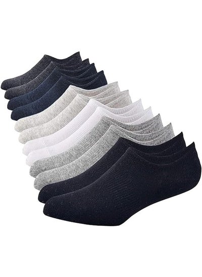 Buy 6 Pairs mens ultra low cut socks - no show liners - cotton non-slip sock - free size EU 40 to 45 (MULTI - 6 pairs pack, 6) in UAE