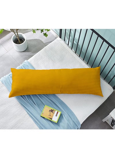 Buy Krude Long Body Pillow 1pc, Fabric: 100% Polyester 85 GSM Microfiber 1 cm Stripe Super Soft, Filling: 1300 gm Hollow Fiber Comfort, Breathable & Ultra Soft Size: 45 x 120 cm, Color: Mustard in UAE