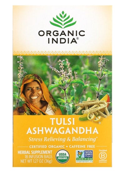 Buy Tulsi Tea Ashwagandha Caffeine-Free 18 Infusion Bags 1.27 oz (36 g) in UAE