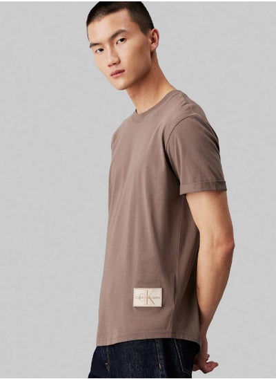 Buy Men's  Cotton Badge T-Shirt, Grey - Cotton in Saudi Arabia