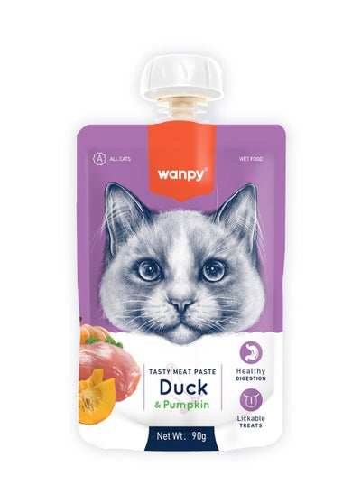 Buy Wanpy Tasty Meat Paste Duck and Pumpkin for Cats 90g in UAE