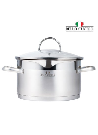 Buy Bella Cucina Casserole Ø22X12.5Cm S/S Induction With Lid, Exceptional Durability and Strength Safe Cooking Pot in UAE