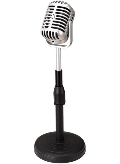 اشتري Desktop Microphone Prop Model with Adjustable Stand Classic Retro Style Microphone Prop Decor for Party Decoration Costume Role Play Game Night في الامارات