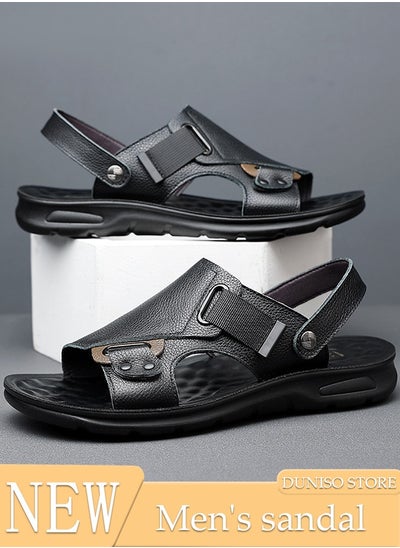 اشتري Men's Sandals Lightweight Slide Sandal with Non-slip Soles Thick Sole Beach Sandal Open Toe Breathable Slip-on Sandal House Flat Sandal for Indoor and Outdoor في السعودية