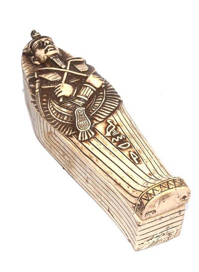 اشتري immatgar pharaonic Decorative Egyptian Mummy coffin Statue ancient Egyptian souvenirs gifts handmade Home decor collectibles Sculptures (shape1 - off white - 14 CM Long) في مصر