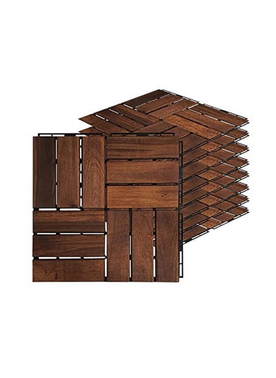 اشتري Hometaste Hard Wood Interlocking Patio Deck Tiles Acacia Wood Deck Tiles Interlocking Outdoor, Patio Tiles Outdoor Interlocking Waterproof All Weather. (8_ Pieces) في الامارات