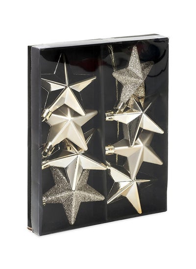 Buy 8-Piece Star Hanging Decoration, Gold - 6.5 cm in UAE