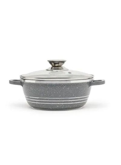 Buy Non-Stick Casserole Pot 24 cm Grey/Clear in UAE