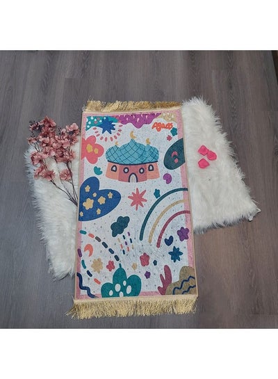 Buy Quilted prayer rug with an Islamic design for children, dimensions 90 x 50 cm in Saudi Arabia