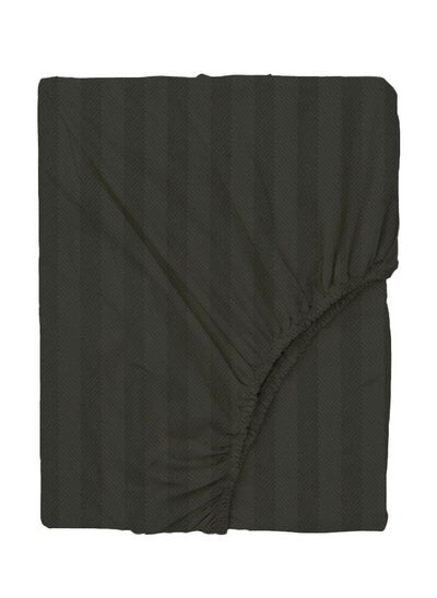 اشتري Tulip (Charcoal) Single Size Fitted Sheet with 1 cm Satin Stripe (90 x 210 + 30 Cm-Set of 1 Pc) 100% Cotton, Soft and Luxurious Hotel Quality Bed linen-300 TC في الامارات