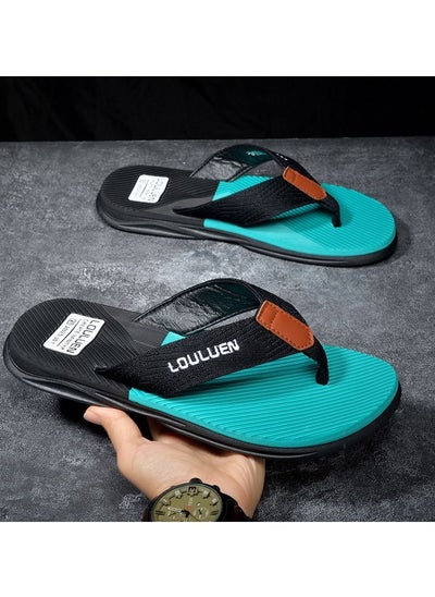 Buy Men's Beach Anti-skid soft Bottom Wear-resistant Flip-flops Green in Saudi Arabia