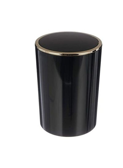 Buy Acrylic basket trash can with swing top lid 6 Liter black in Egypt