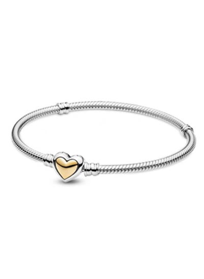 Buy Pandora Moments Women's Classic Gold Heart Chain Buckle 925 Silver and 14K Gold Snake Bone Chain Bracelet 599380C00 in UAE