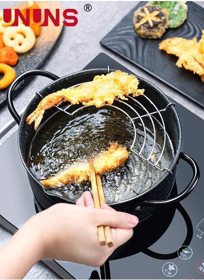 Buy Deep Fryer Pot,8 Inches Mini Deep Fry Pan With Drainer,Non-stick Tempura Fryer Pan in Saudi Arabia