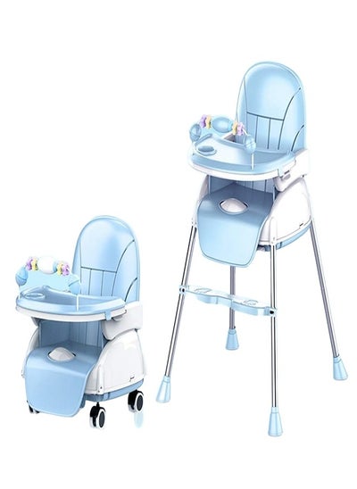 Buy Feeding Dining Leather Cyan Chair 2 Levels and Toys - C-006 in Egypt