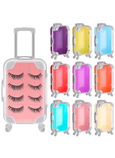 Buy 12 Pack Mini Suitcase Favor Box False Eyelashes Packaging Box Plastic Rolling Empty Lash Boxes Trolley Tiny Suitcase Miniature Candy Box For Travel Theme Parties And Celebrations 9 Colors in UAE