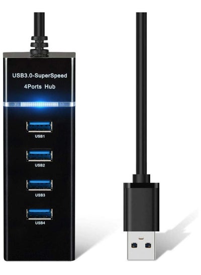 Buy 4 Port USB 3.0 Hub Adapter - Ultra Slim Data USB Hub with 9.8'' Extended Cable and LED Indicator Compatible for MacBook/Mac mini/iPad/PC/PS4/PS5, Flash Drive, Mobile HDD in Egypt
