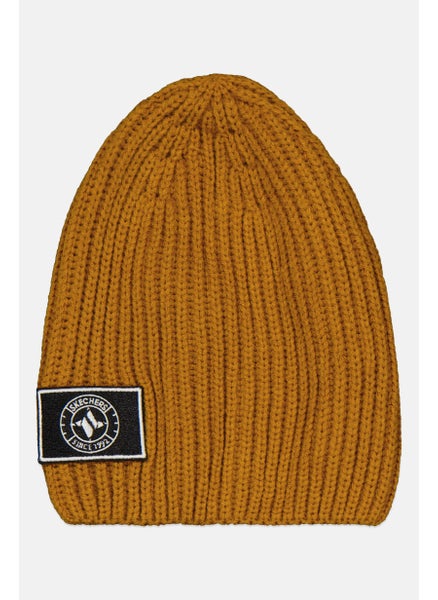 اشتري Men Embroidered Logo Knitted Beanie, Brown في الامارات