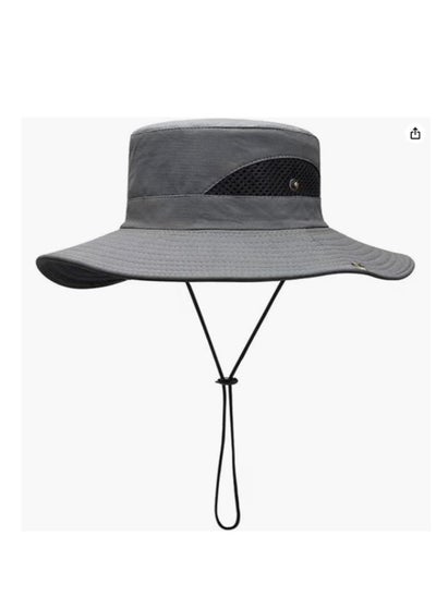 Buy Men Women Sun Hat Cowboy Hat with Straw Wide Brim Bucket Breathable Boonie Hats for Fishing, Hiking, Garden, Beach in Saudi Arabia