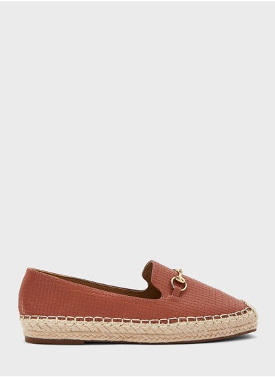 Buy Horsebit Textured Flat Espadrille in Saudi Arabia