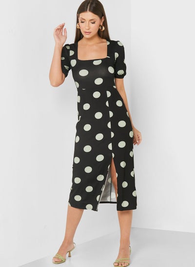 Buy Side Split Polka Dot Dress in Saudi Arabia