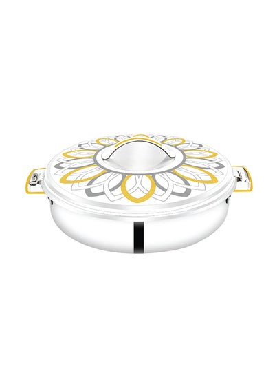 Buy Samar Stainless Steel Hotpot Golden Floral Design Double-Wall Insulated Food Warmer  2500ml in UAE