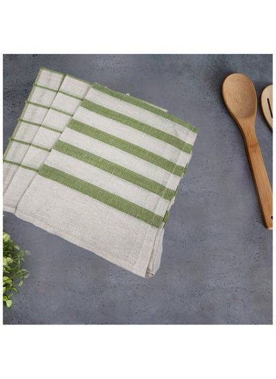 Buy Orchard Green Multi Checks ( 50 x 70 Cm) Tea Towel-Set of 3 in UAE