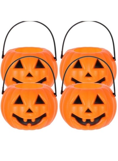 Buy Pumpkin Cand Bucket for Kids, 4 Pack Plastic Pumpkin Candy Bucket  6.6" × 5.5" in UAE