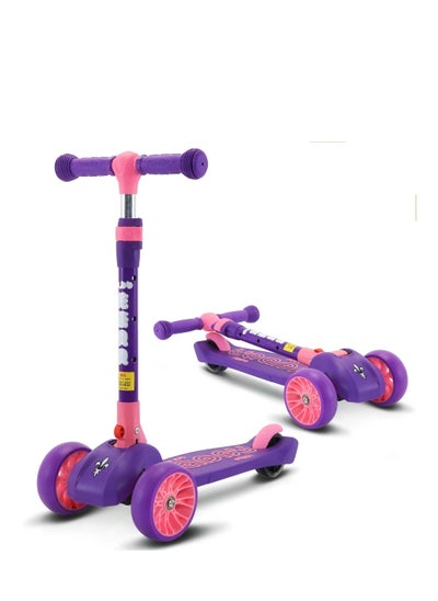 Buy Babyfit 3 Wheels kick Scooter for Kids - Safe Lean to Steer, PU LED Lights Wheel Best Gift for Children Boys and Girls (Purple) in UAE