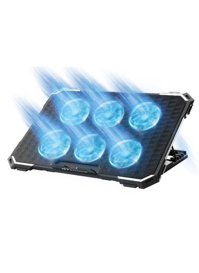 Buy Standard ICE06N Cooling Pad Gaming Laptop Stand  – 6x Blue Led Fans – Iron Mesh – 2 x USB – Support 12 UP to 17 Inch | Black in Egypt