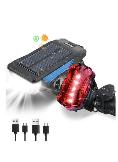 اشتري Solar Bike Light with Horn and Taillights, Supports Solar Power and USB Charging في السعودية