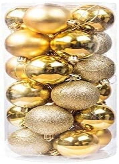 Buy 24 Christmas Balls Shiny, Matte , Assorted 6 cm (Gold) in Egypt