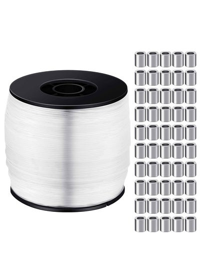 Fishing Wire Strong Clear Invisible Hanging 0.8mm up to 100lbs 656Ft Nylon  Thread with 100PCs Aluminum Crimping Loop Sleeves Kit for Decor Balloon  Garland Crafts price in Saudi Arabia