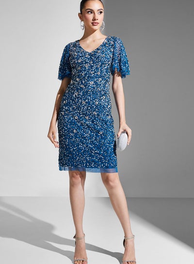 Buy Shimmer V-Neck Dress in UAE