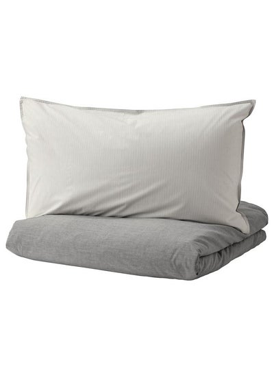 Buy Duvet Cover And 2 Pillowcases Grey 240X220 And 50X80 Cm in Saudi Arabia