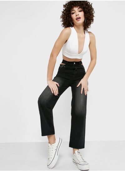 Buy Cutout Waist Detail Jeans in UAE